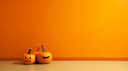 orange halloween background with pumpkins