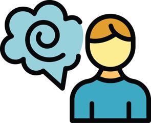 Thinking icon outline vector. Therapy support. Self advice color flat