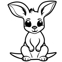 Black and white cute cartoon kangaroo