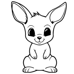 Obraz na płótnie Canvas Black and white cute cartoon kangaroo