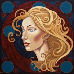 Illustration of a girl with a red hair 