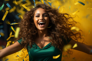 7 de setembro. Brazilian Independence Day. fireworks, Brazilian flag, green yellow and blue colors, greeting card. On September 7, 1822, Brazil declared independence from Portugal.