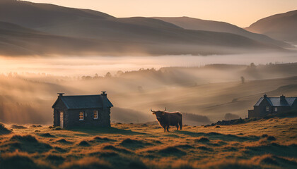 Misty Sunrise in the Scottish Highlands