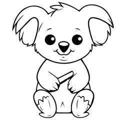 Cute Australian Koala Bear, Black and white outline illustration
