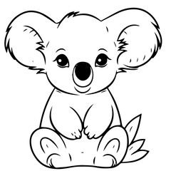 Fototapeta premium Cute Australian Koala Bear, Black and white outline illustration