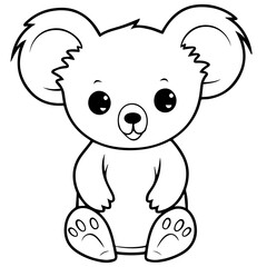 Obraz na płótnie Canvas Cute Australian Koala Bear, Black and white outline illustration