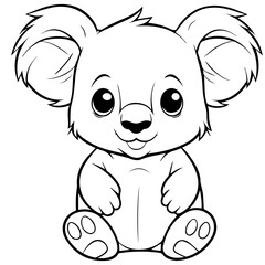 Obraz premium Cute Australian Koala Bear, Black and white outline illustration