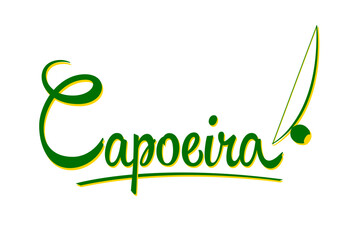 Capoeira Brazilian martial art with Berimbau instrument lettering design