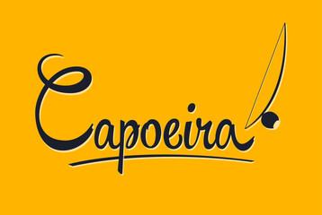 Capoeira Brazilian martial art with Berimbau instrument lettering design