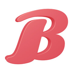 3D pink alphabet letter b for education and text concept