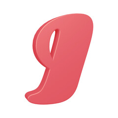 3D pink alphabet letter i for education and text concept