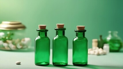 Experience the magic of elf medicine with misty ambiance and ethereal green glass set in soft lighting