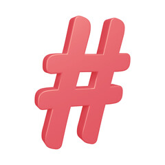 3D pink hashtag symbol or icon design