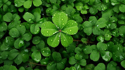 clover in the rain