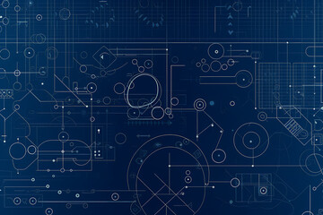 blueprint technology design,drawing illustration  computer  construction  plan digital  line background  Generative AI
