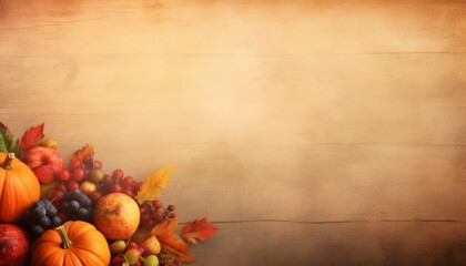 Naklejka na ściany i meble Thanks Giving - Autumn background with leaves and copy space - Fall Leaves background Card Graphic