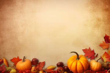 Naklejka na ściany i meble Pure Autumn background with leaves and copy space - Fall Leaves background Card Graphic