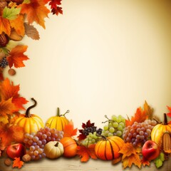 Naklejka na ściany i meble Autumn background with leaves and copy space - Fall Leaves background Card Graphic