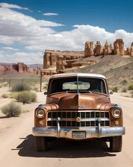 Fototapeten old car in the desert © Anna