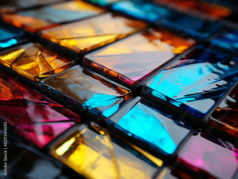 Aufkleber abstract background of colorful glass cubes in the form of square tiles. Generative AI