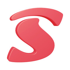 3D pink alphabet letter s for education and text concept