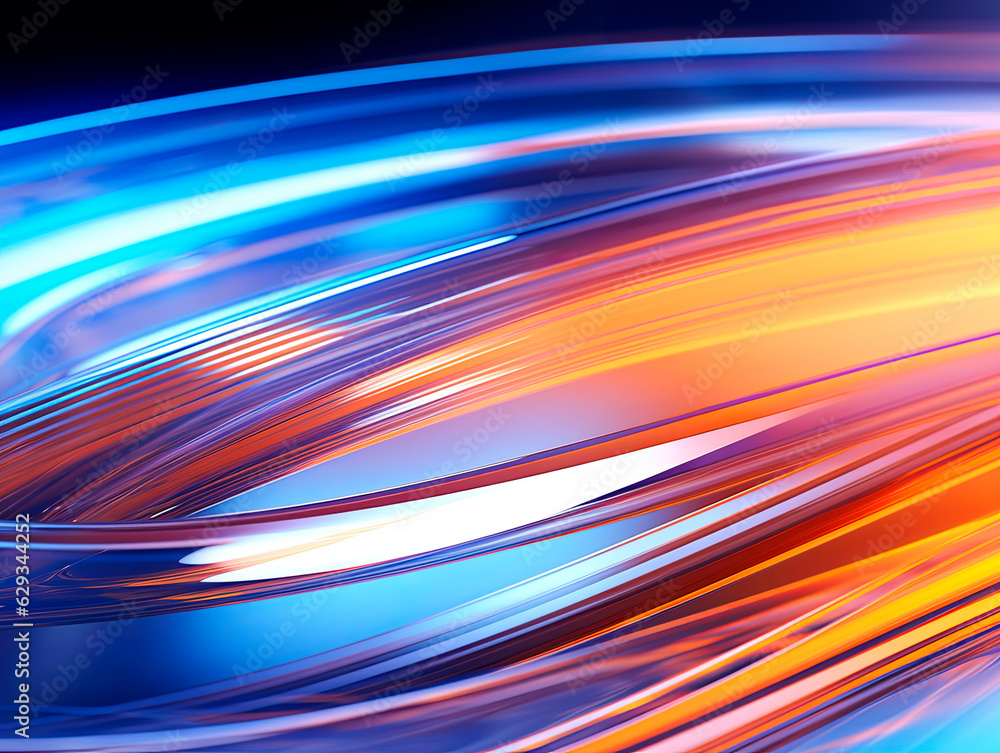 Aufkleber abstract background with smooth lines in blue and orange colors. generative ai
