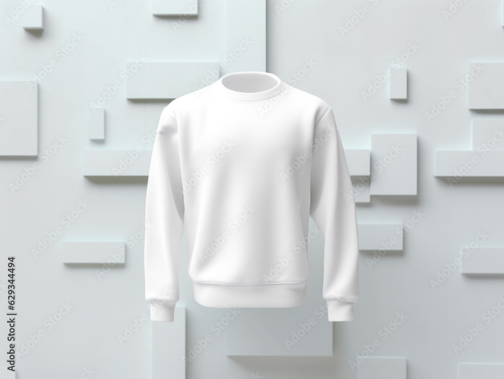 Wall mural Blank white sweatshirt mockup on white background. Generative AI - Wall murals