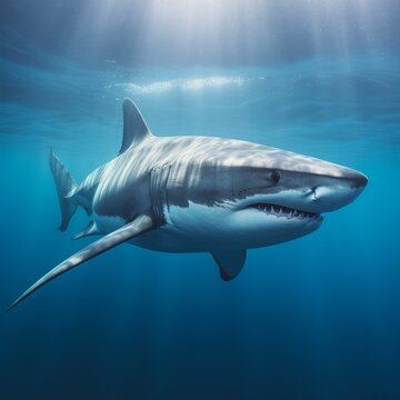 great white shark in the ocean