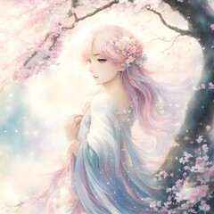 Beautiful anime woman: Serene Moonlit Fairy | Generative AI