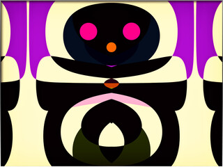 Abstract, Multiple Shapes, 3d Figures, and Patterns, set against Cream, within a Border © derek oldfield