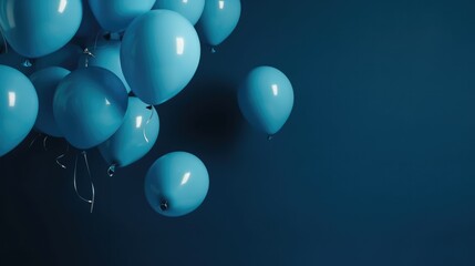 blue balloons on a blue background.copy space. 