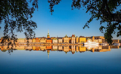 Cityscape of Gamla Stan city district in central Stockholm, Sweden