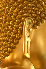 very close shot of Pomeranian Buddha images in Buddhist temples