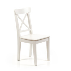 White wooden dining room chair isolated