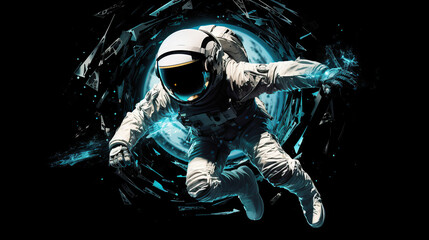 Astronaut in spacesuit floating in outer space. Generative AI