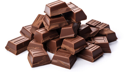 chocolate on a white background close-up. Generative Ai. 