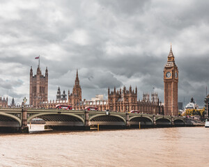 Big Ben and the River Thames in London England