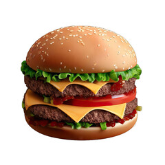 Classic Burger Charm - Realistic Transparent Isolated Illustration, Generative AI