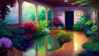 Generative AI house in the garden