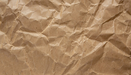 Brown crumpled paper texture for background