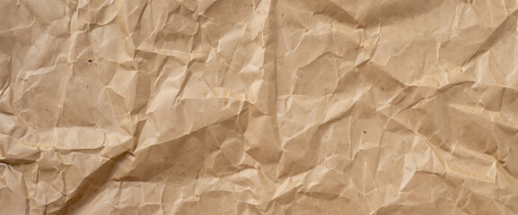 Brown crumpled paper texture for background