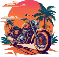 Vector motorcycle, illustration vintage, white background.

