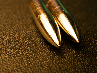 Close up picture of group of bullets shoot on an isolated background