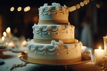 Fototapeta premium Beautiful wedding cake with pearls, Celebration and romance.