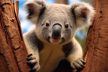 Koala, A koala on a eucalyptus tree.