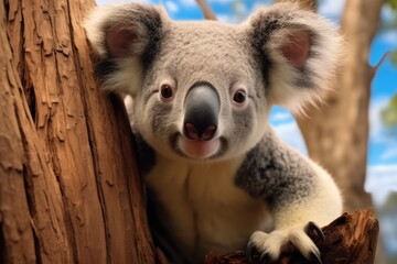 Obraz premium Koala, A koala on a eucalyptus tree.