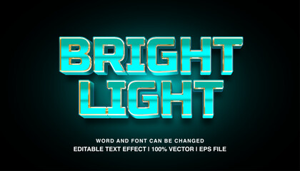 Bright light editable text effect template, 3d bold blue neon light futuristic style typeface, premium vector