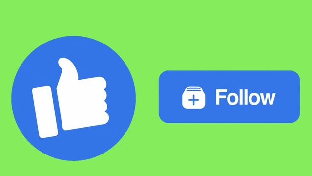 like and follow buttongreen background