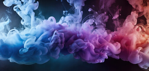 Colorful abstract smoke explosion on black background, Steam and fog in colorful fantasy.