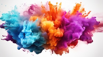 Colorful rainbow cloud explosion on white background, 3d rendering.